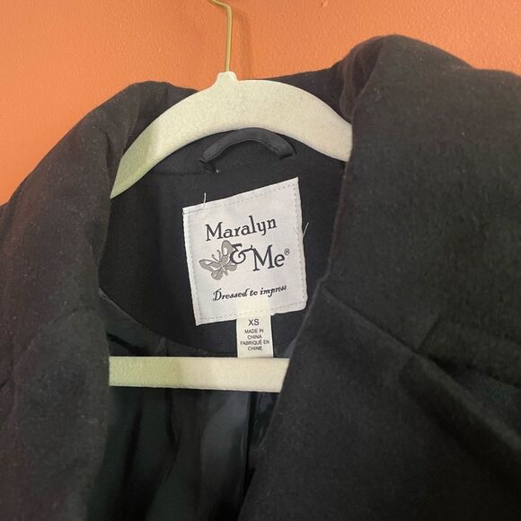 NWT Maralyn & Me Double-Breasted Peacoat in Black Womens Juniors Size XS - Picture 4 of 5